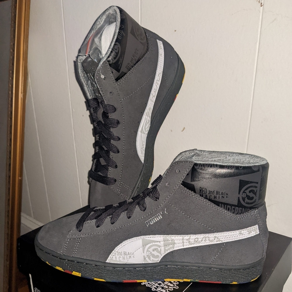 Puma suede mid black fives sz 9.5